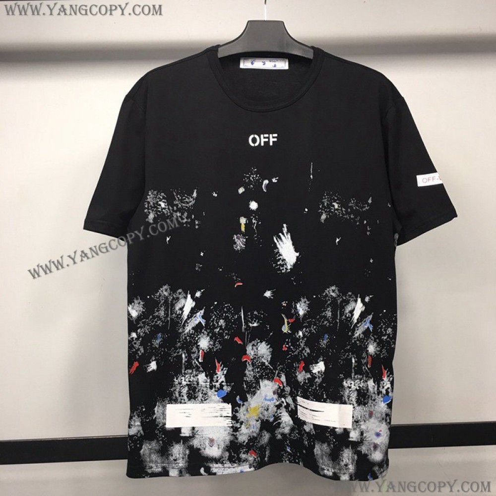 オフホワイト 偽物 Tシャツ スプレー カラバッジョ スリムフィット ofj81650