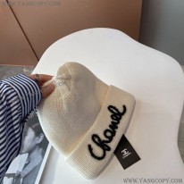 シャネル 偽物 ニットキャップ ロゴ カシミヤ ホワイト shb99797