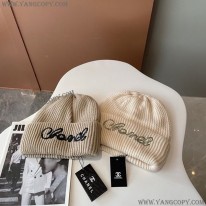 シャネル 偽物 ニットキャップ ロゴ カシミヤ ホワイト shb99797