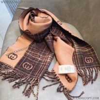 グッチ 偽物 チェック カシミヤ スカーフ gus90494