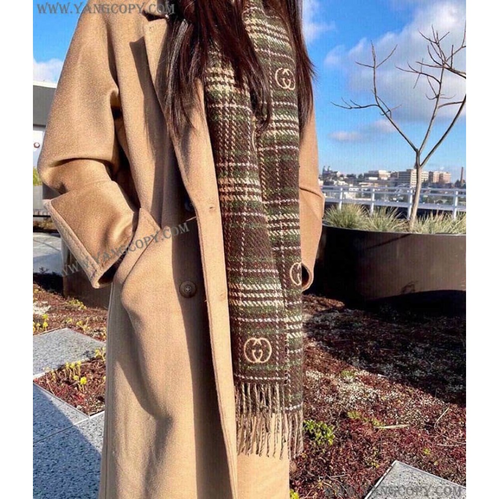 グッチ 偽物 チェック カシミヤ スカーフ gus90494