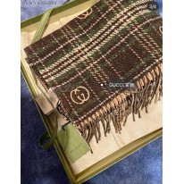 グッチ 偽物 チェック カシミヤ スカーフ gus90494