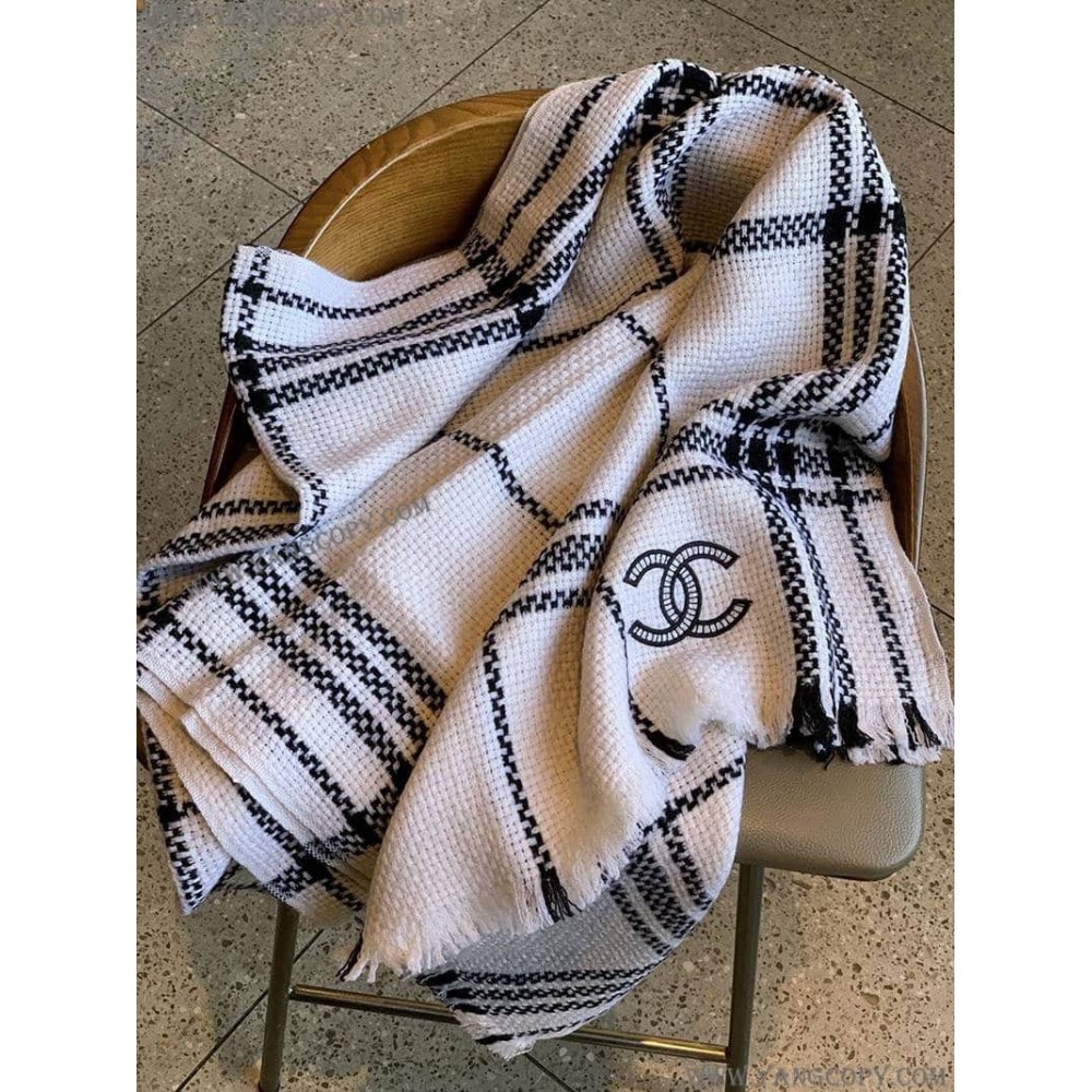 シャネル 偽物 ストール ウール シルク カシミヤ CC shw80199