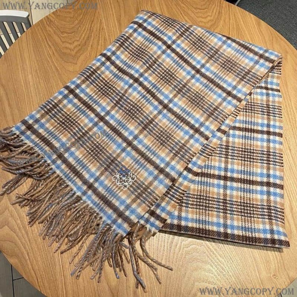 ロエベ スーパーコピー チェック スカーフ カシミヤ loe57570