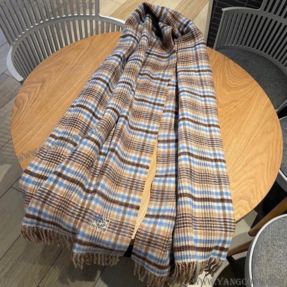 ロエベ スーパーコピー チェック スカーフ カシミヤ loe57570