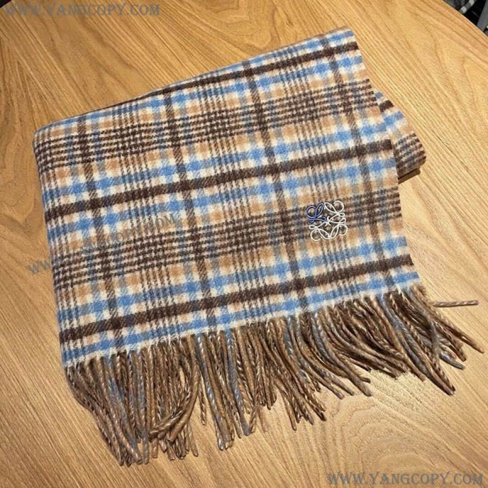 ロエベ スーパーコピー チェック スカーフ カシミヤ loe57570