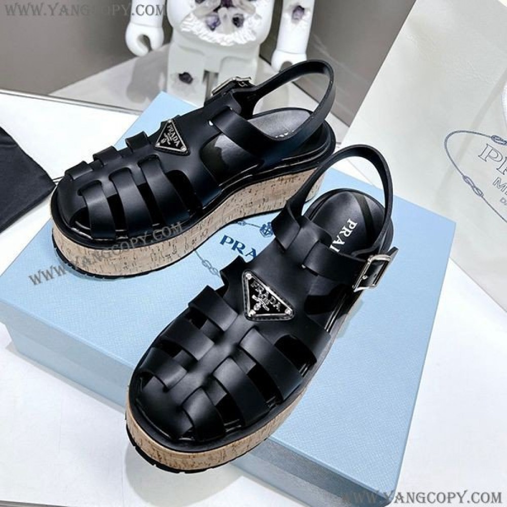 プラダ コピー Rubber wedge platform sandals ウェッジサンダル pur40331