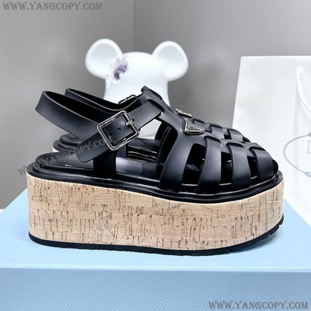 プラダ コピー Rubber wedge platform sandals ウェッジサンダル pur40331