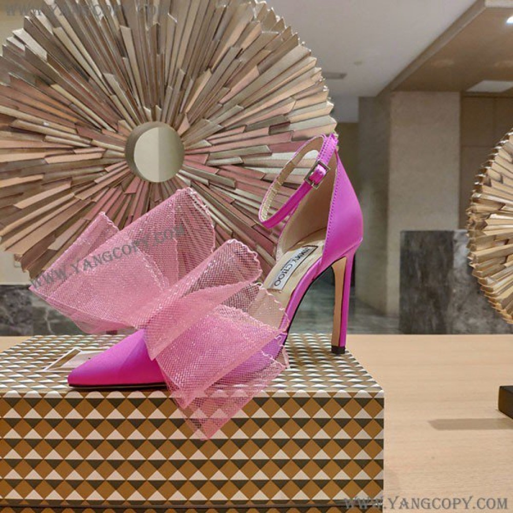 ジミーチュウ コピー Averly 100 bow-detailed satin pumps jic39606