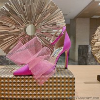 ジミーチュウ コピー Averly 100 bow-detailed satin pumps jic39606