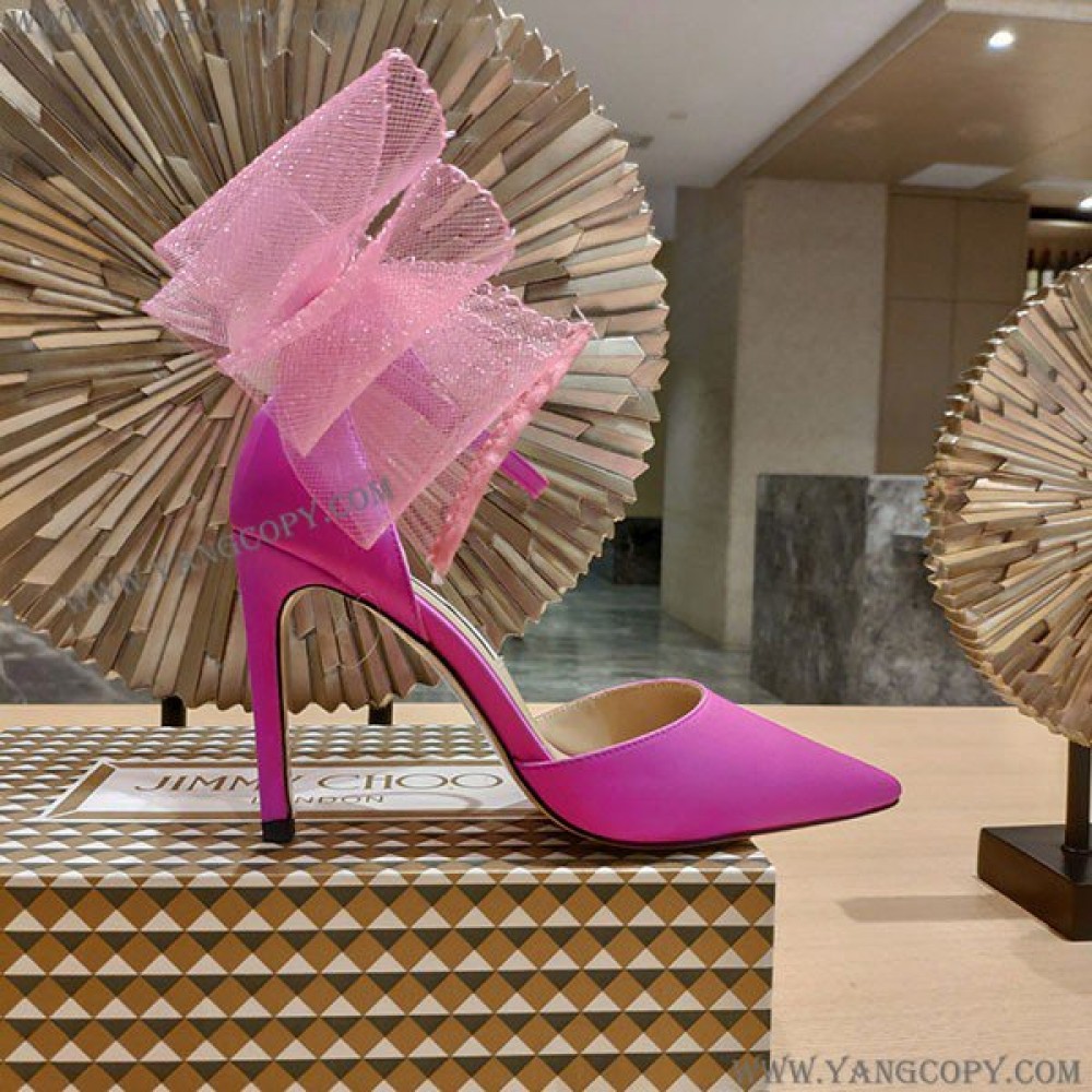 ジミーチュウ コピー Averly 100 bow-detailed satin pumps jic39606