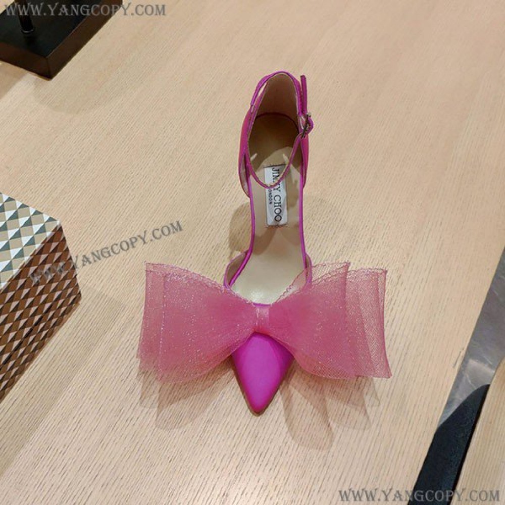 ジミーチュウ コピー Averly 100 bow-detailed satin pumps jic39606