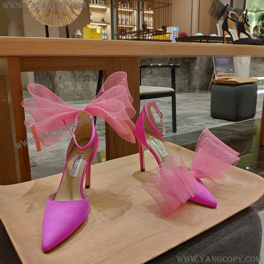 ジミーチュウ コピー Averly 100 bow-detailed satin pumps jic39606