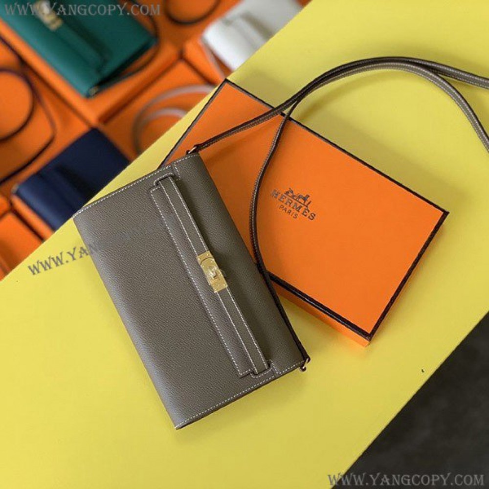 エルメス 偽物 エプソン ケリートゥーゴー 長財布 スレートグレイ erq86436