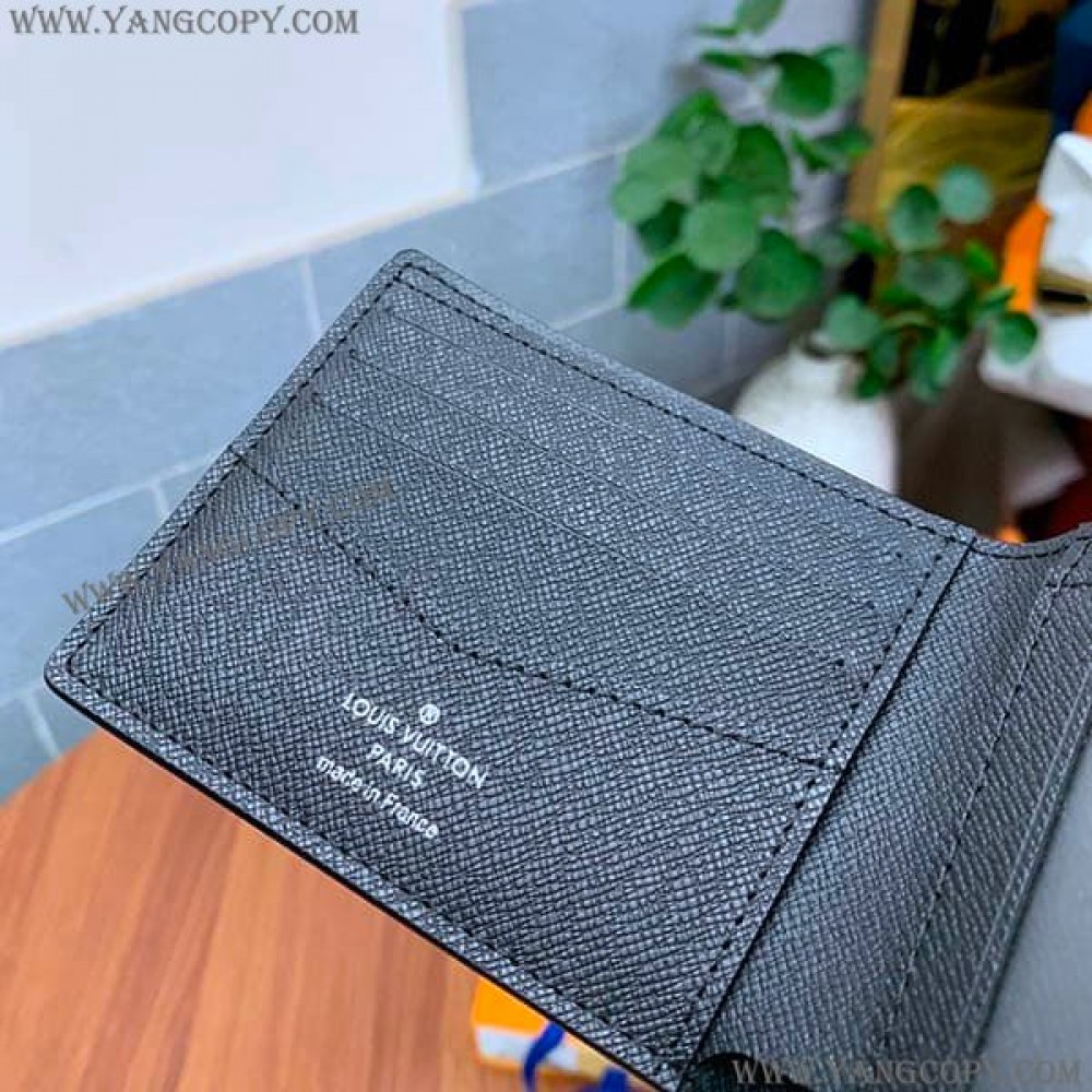 ルイヴィトン 偽物 タイガ ポルトフォイユアメリゴ NM 二つ折り財布 ブラック M64005