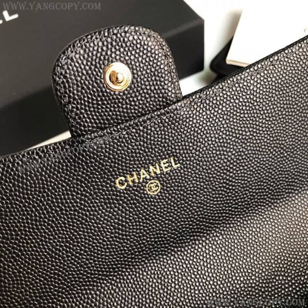 シャネル スーパーコピー 二折りカブセ長財布 キャビア shh69188