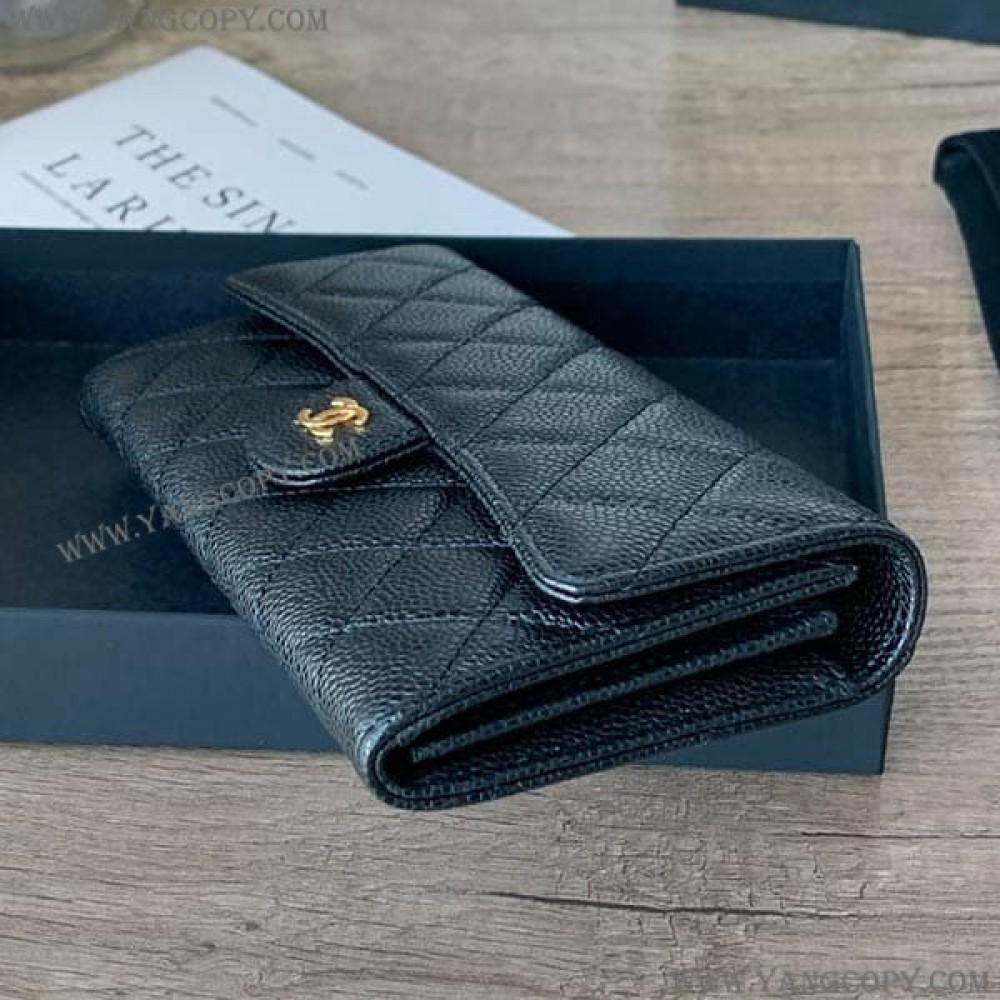 シャネル スーパーコピー マトラッセキャビアスキン長財布 shk34837