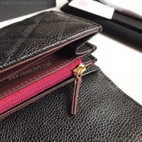 シャネル スーパーコピー 二折りカブセ長財布 キャビア shi38782