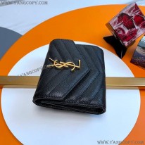 サンローラン 偽物 モノグラム 三つ折り財布   ゴールド金具 Sal15420