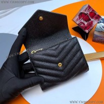 サンローラン 偽物 モノグラム 三つ折り財布   ゴールド金具 Sal15420