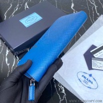 プラダ 偽物 サフィアーノエンボスレザー ジップアラウンド長財布 ブルー 2ML317_2D1Q_F0016