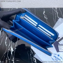プラダ 偽物 サフィアーノエンボスレザー ジップアラウンド長財布 ブルー 2ML317_2D1Q_F0016