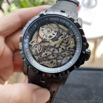 ロジェデュブイ 偽物 エクスカリバー スパイダー ピレリ ブラック DLC チタン 46MM roh40828